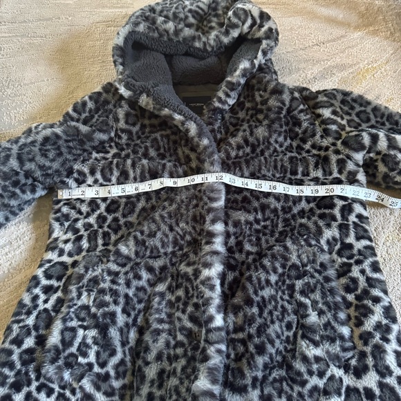 Lucky Brand coat faux fur gray black hooded large - Picture 6 of 8